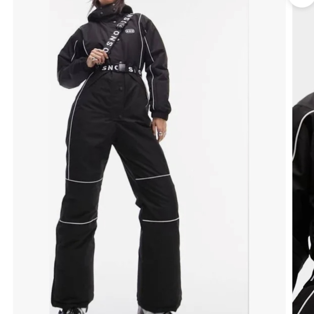 Topshop Sno Black Skisuit with White Accents